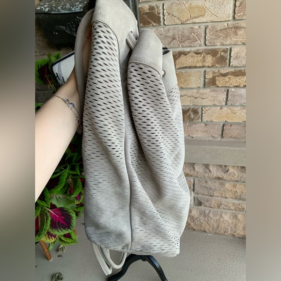 MONSERAT DE LUCCA Perforated Leather Suede Light Grey Small Backpack LIKE NEW - Picture 8 of 16